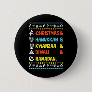 Badge Rond 5 Cm Noël Hanoukka Kwanzaa Diwali Ramadan Funny Ug