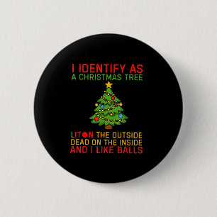 Badge Rond 5 Cm Noël Je M'identifie Comme Un Sapin De Noël Allumé