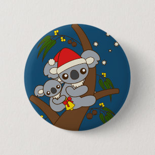 Badge Rond 5 Cm Noël Koalas
