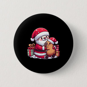 Badge Rond 5 Cm Noël Le Père Noël Accroche De Mignonnes Capybara A