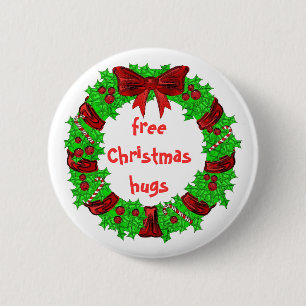 Badge Rond 5 Cm Noël libre étreint le bouton