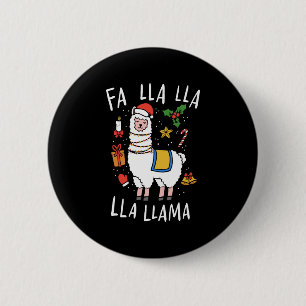 Badge Rond 5 Cm Noël Llama