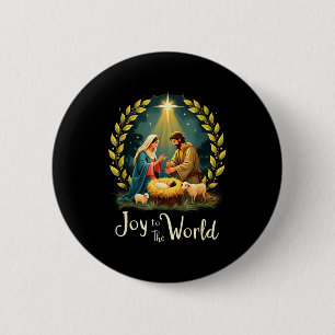 Badge Rond 5 Cm Noël Nativité Naissance Chrétienne De Jésus Joie À