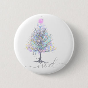 Badge Rond 5 Cm Noel Noël artistique aux lumières pastel