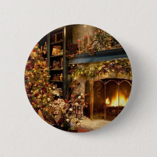 Badge Rond 5 Cm Noël par la cheminée