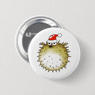Badge Rond 5 Cm Noël Poisson Gonflable Drôle