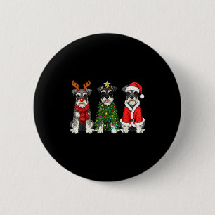 Badge Rond 5 Cm Noël Rétro Miniature Schnauzer Santa Renne