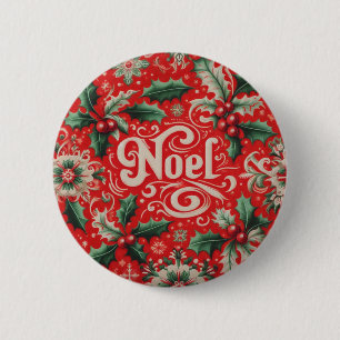 Badge Rond 5 Cm Noel rouge et vert