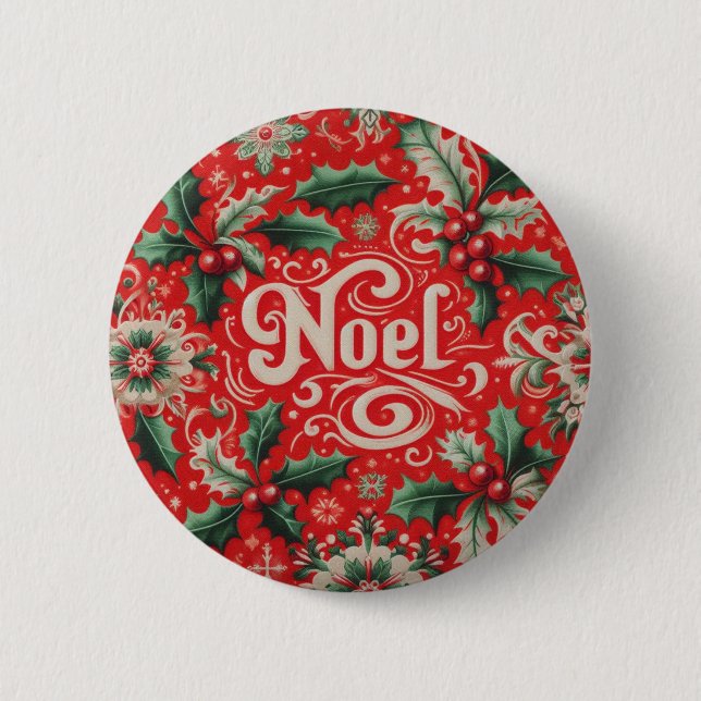 Badge Rond 5 Cm Noel rouge et vert (Devant)