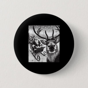Badge Rond 5 Cm Noël Santa Renne Selfie Drôle Xmas Hommes Femmes