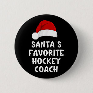 Badge Rond 5 Cm Noël Santas entraîneur de hockey favori Drôle Noël