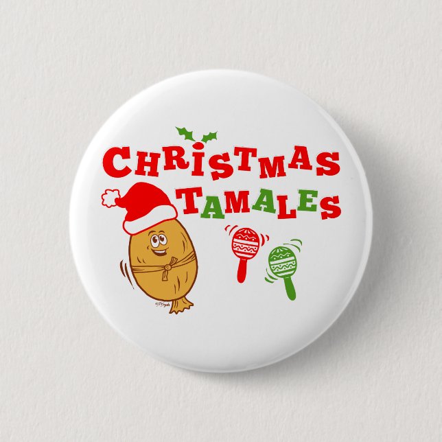 Badge Rond 5 Cm Noël Tamales (Devant)