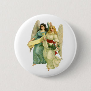 Badge Rond 5 Cm Noël Vintage, Angélique Victorien