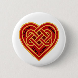 Badge Rond 5 Cm Nœud celtique Cœur Esprit Âme Corps