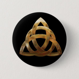 Badge Rond 5 Cm noeud de trinité d'or celtique
