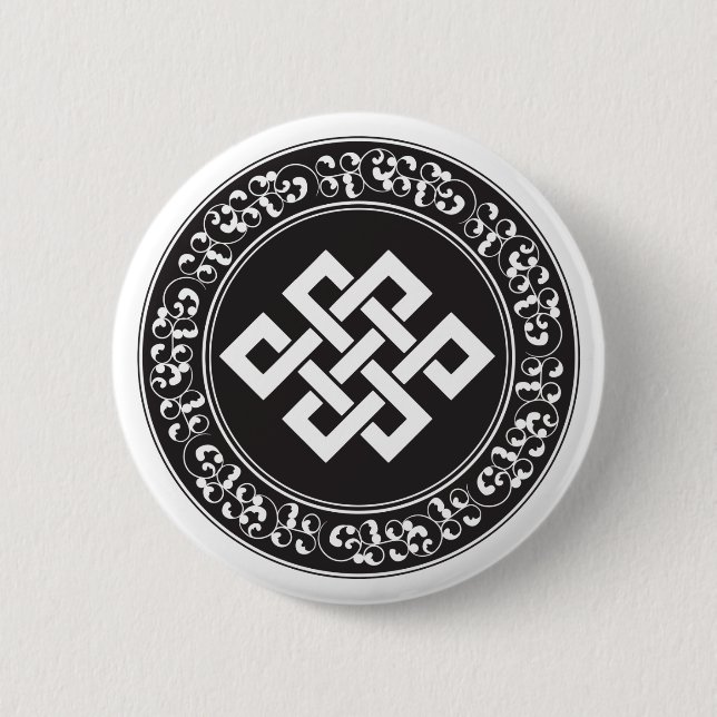 Badge Rond 5 Cm Noeud sans fin bouddhiste (Devant)