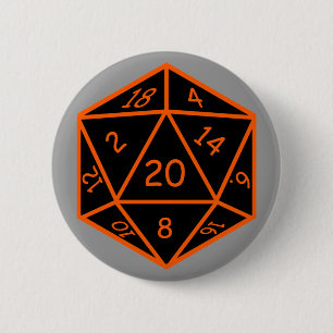 Badge Rond 5 Cm Noir D20 et orange