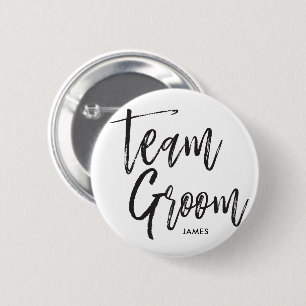 Badge Rond 5 Cm Noir de manuscrit du marié   d'équipe