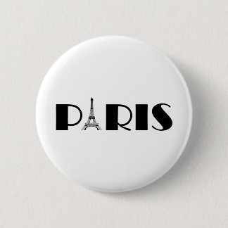 Badge Rond 5 Cm Noir et blanc de Paris de Tour Eiffel