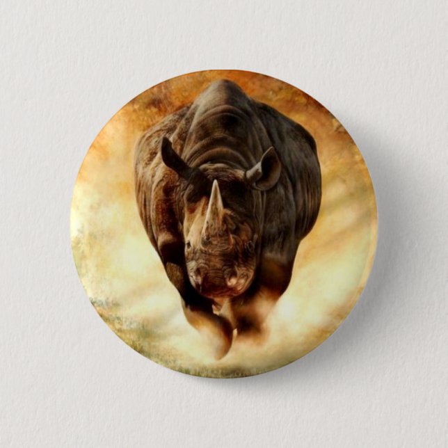 Badge Rond 5 Cm Noir+Rhinocéros+Remplissage (Devant)