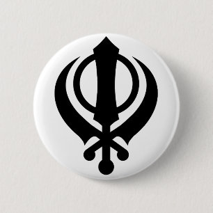 Badge Rond 5 Cm Noir sikh de Khanda
