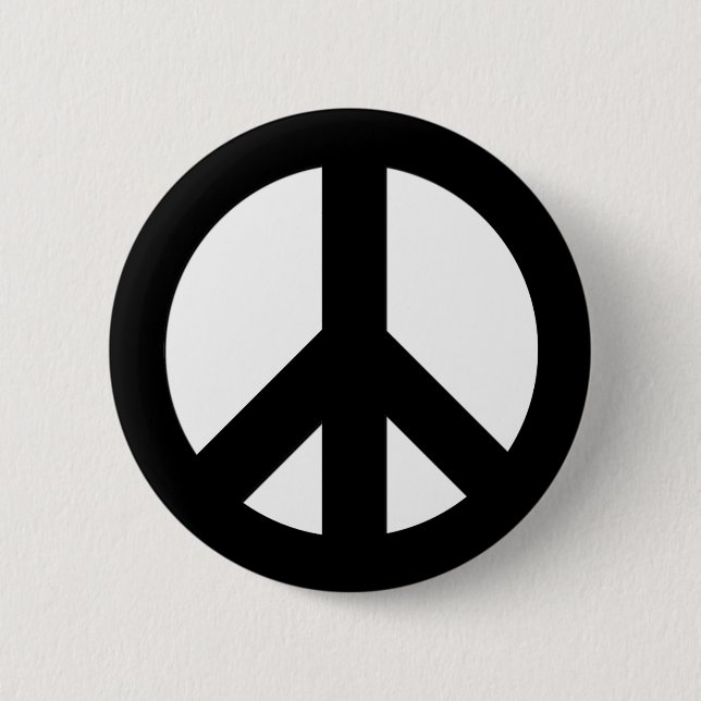 Badge Rond 5 Cm Noir sur le symbole de paix blanc de CND (Devant)