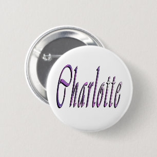 Badge Rond 5 Cm Nom Charlotte rose et violet