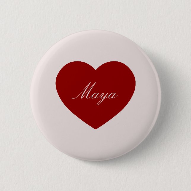 Badge Rond 5 Cm Nom de forme de coeur rouge rose (Devant)