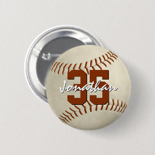 Badge Rond 5 Cm nom de joueur personnalisé jersey numéro baseball 