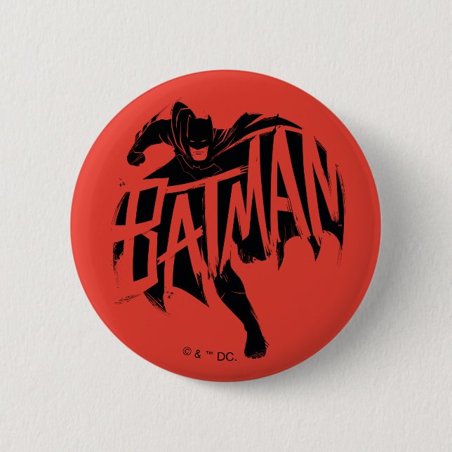 Badge Rond 5 Cm Nom de la brosse d'encre Batman (Devant)