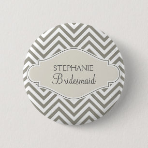 Badge Rond 5 Cm Nom décoré d'un monogramme moderne de rayure de