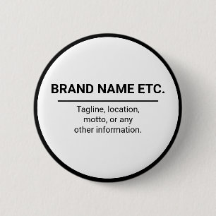 Badge Rond 5 Cm Nom d'entreprise et slogan Black & White Branding