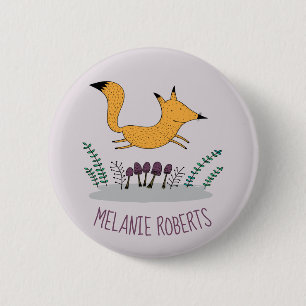 Badge Rond 5 Cm Nom des enfants illustrant la Fox mignonne