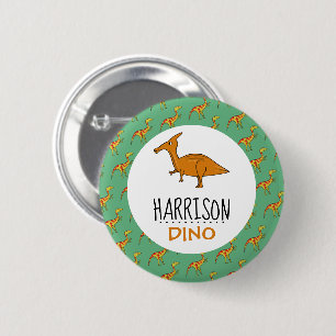 Badge Rond 5 Cm Nom Dino Personnalisé, Dinosaure
