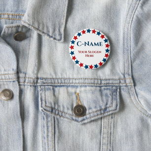 Badge Rond 5 Cm Nom du candidat Élection Campagne politique