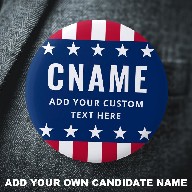 Badge Rond 5 Cm Nom du candidat slogan campagne électorale politiq (Candidate name slogan political election campaign button)
