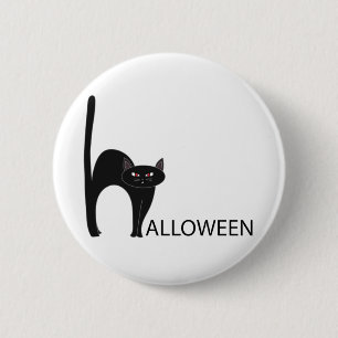 Badge Rond 5 Cm Nom du chat noir Halloween