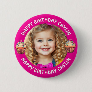Badge Rond 5 Cm Nom et photo personnalisés Anniversaire