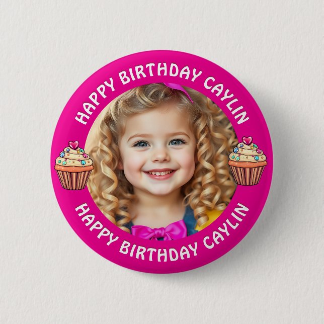 Badge Rond 5 Cm Nom et photo personnalisés Anniversaire (Devant)