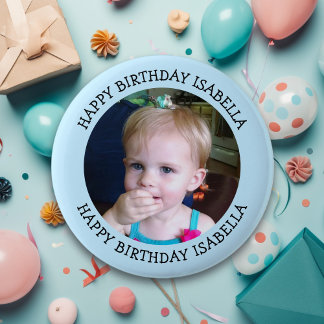 Badge Rond 5 Cm Nom et photo personnalisés Anniversaire