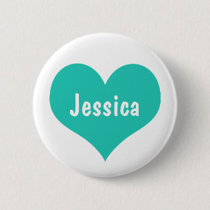 Badge Rond 5 Cm Nom Girly personnalisé par coeur vert en bon éta