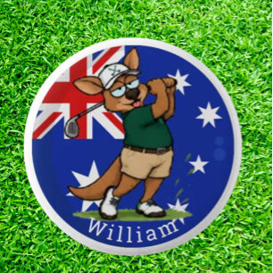 Badge Rond 5 Cm Nom golfeur kangourou