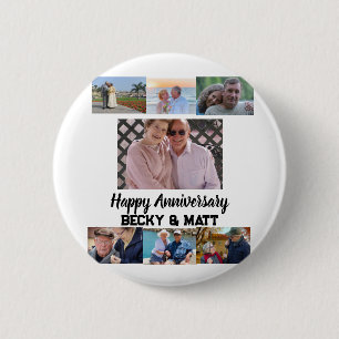 Badge Rond 5 Cm Nom moderne personnalisé 7 Anniversaire photo
