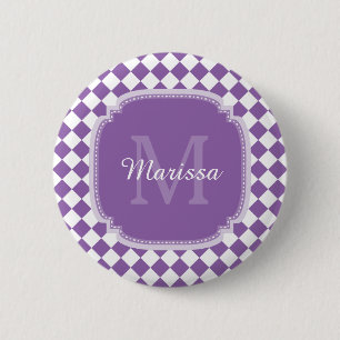 Badge Rond 5 Cm Nom monogrammé à la mode violet clair