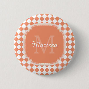 Badge Rond 5 Cm Nom Monogrammé - orange clair tendance