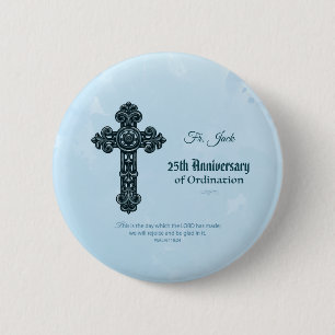 Badge Rond 5 Cm Nom personnalisé & Anniversaire Année Ordination,