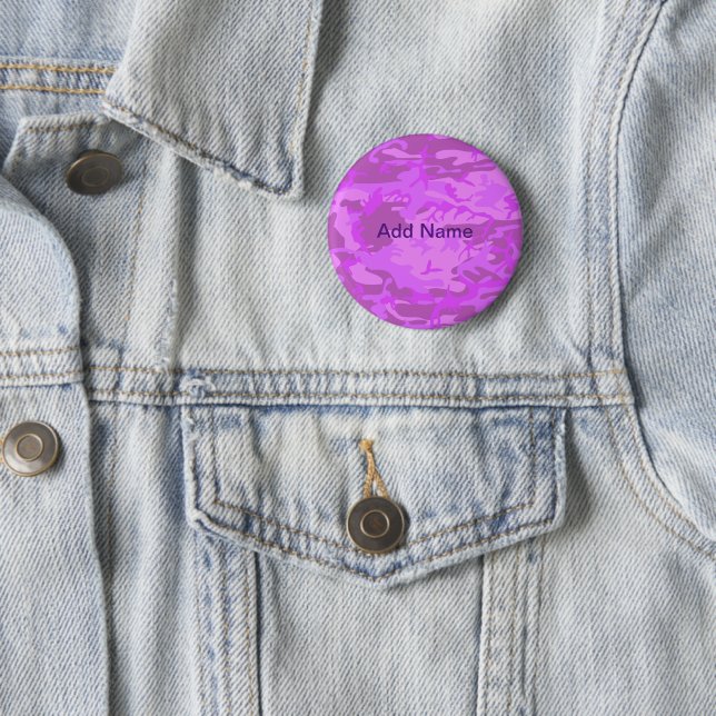 Badge Rond 5 Cm Nom personnalisé Camouflage violet clair (En situation)