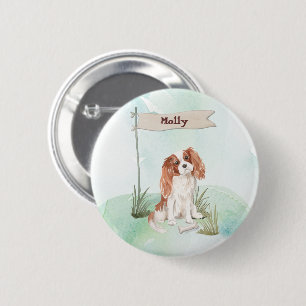 Badge Rond 5 Cm Nom personnalisé Cavalier King Charles Spaniel Chi