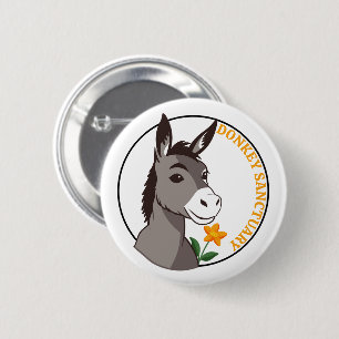 Badge Rond 5 Cm Nom Personnalisé Donkey Et Flower