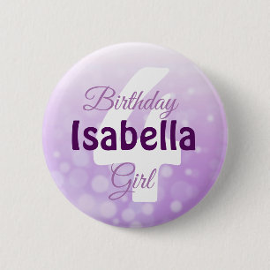 Badge Rond 5 Cm Nom personnalisé et âge Bouton Fille d'anniversair